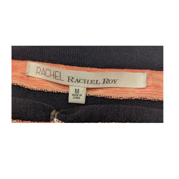 Rachel Roy Strapless Maxi Dress Black Coral Stripe Bodice Pleated Skirt *SZ M - Picture 7 of 10